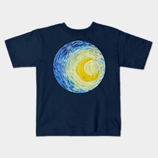 Starry Night Moon Circle Kids T-Shirt